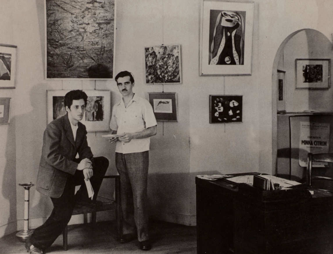 Art Canada Institute, Jean-Paul Riopelle and Fernand Leduc at the exhibition Automatisme, Paris, 1947