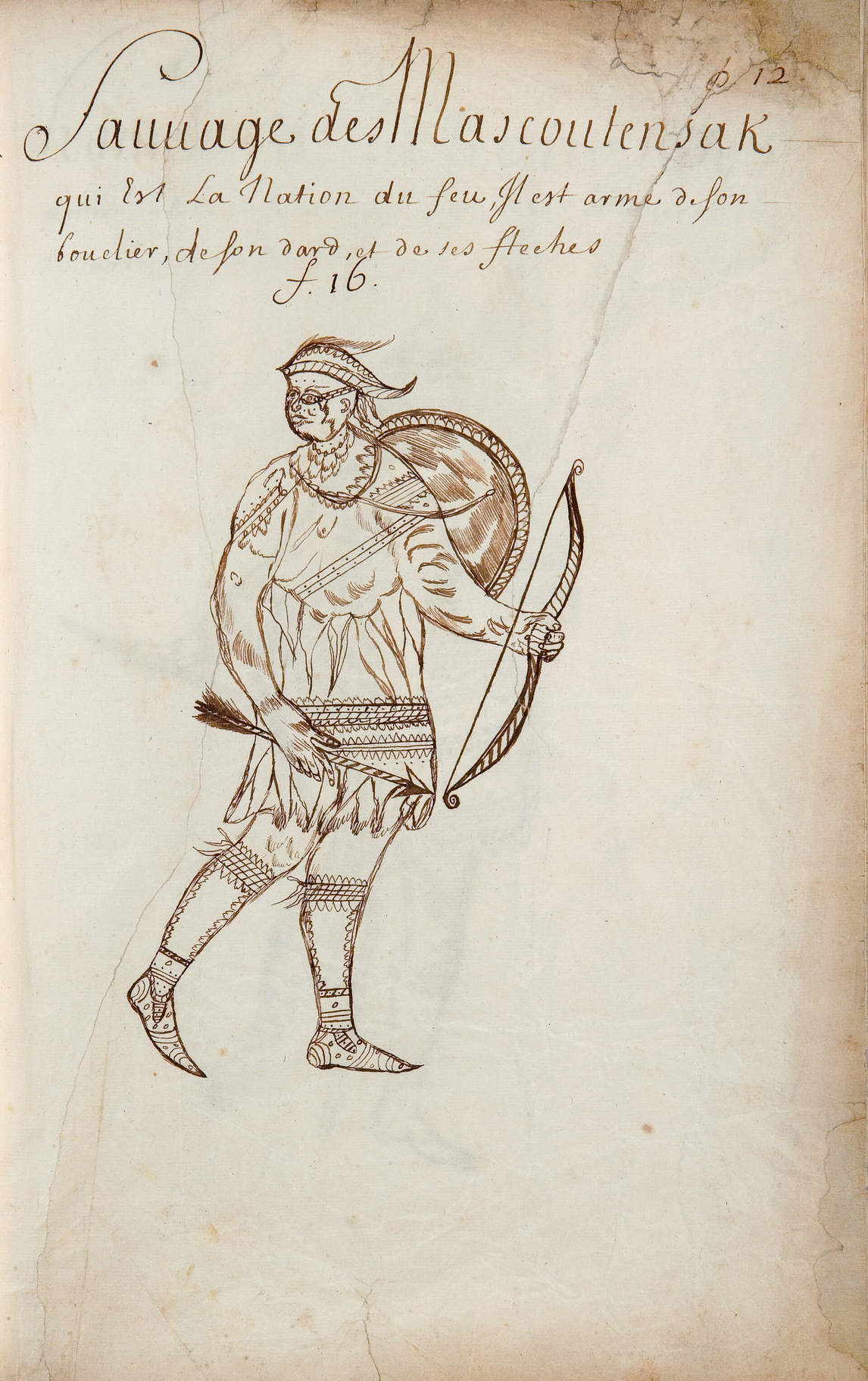 Art Canada Institute, Louis Nicolas, Man of the Mascoutensak, Which Is the Fire Nation (Sauvage des Mascoutensak qui Est La Nation du feu), Codex Canadensis