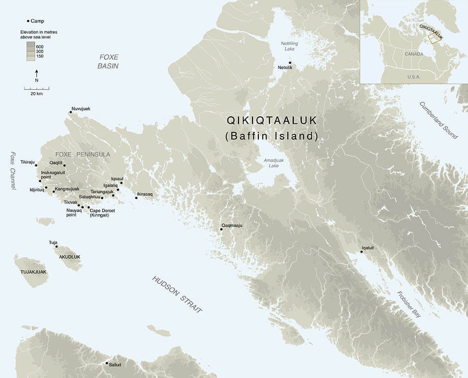 Art Canada Institute, Map of southern Qikiqtaaluk (Baffin Island)