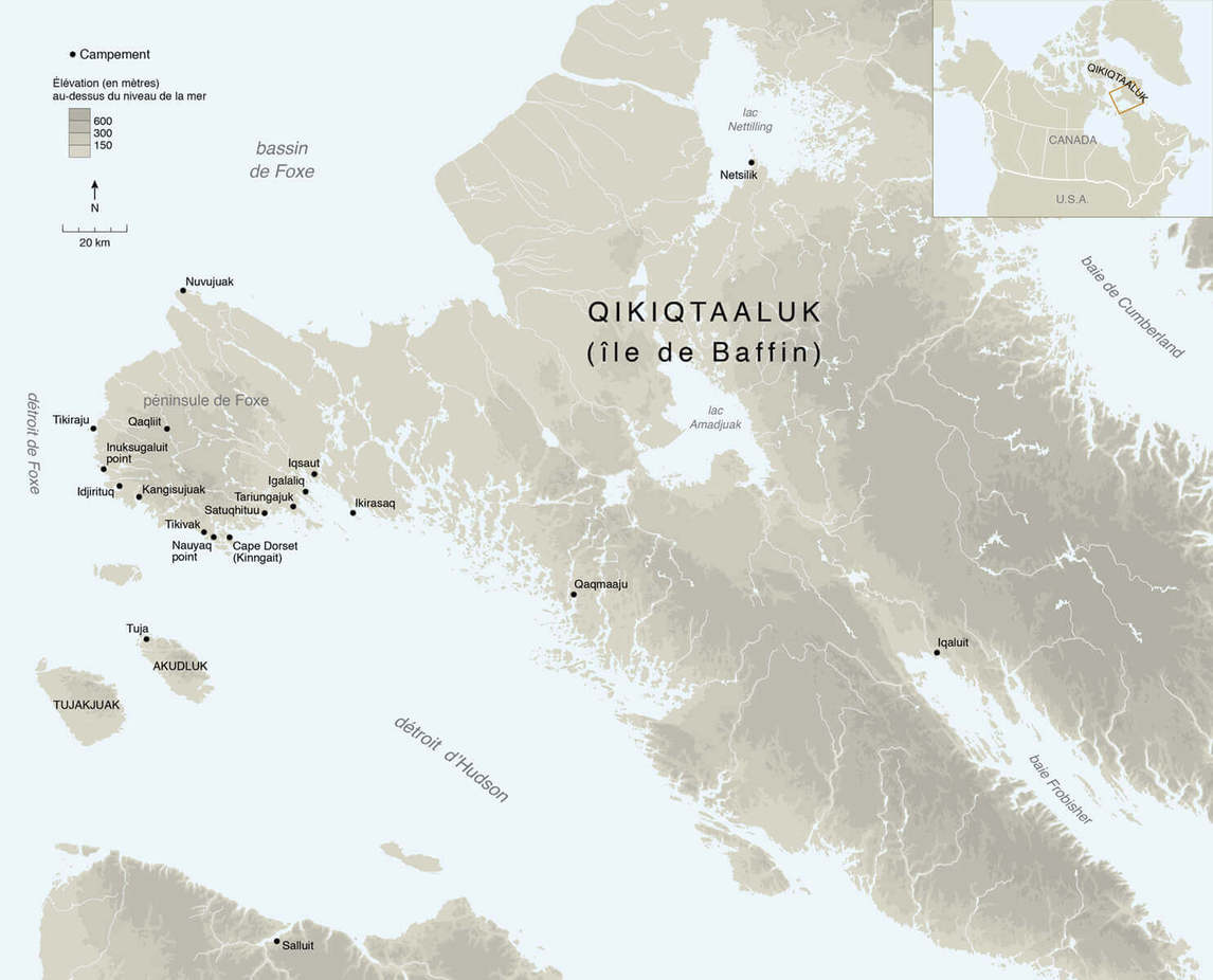 Art Canada Institute, map of southern Qikiqtaaluk (Baffin Island)
