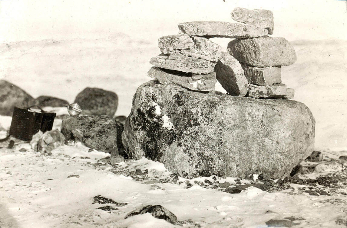 Art Canada Institute, Inuit cairn on the limestone plateau at the northern tip of Baffin Island, 1929