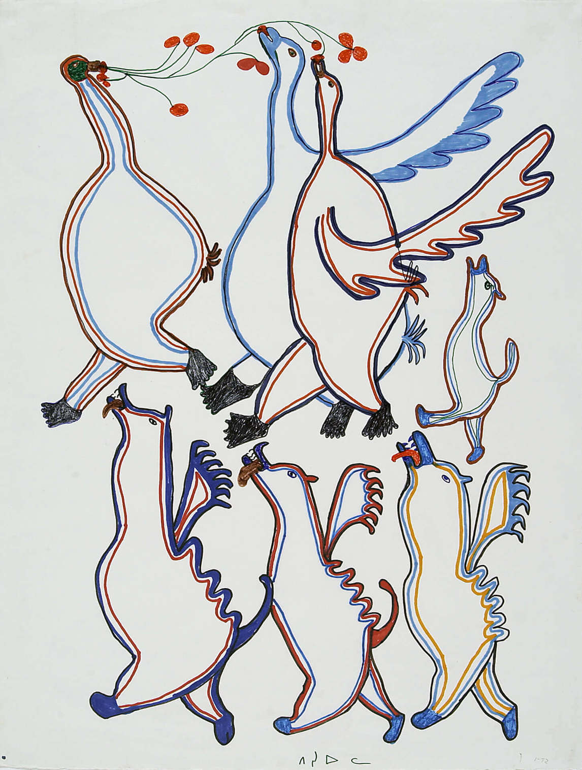 Art Canada Institute, Pitseolak Ashoona, Fantastic Animals, c. 1970