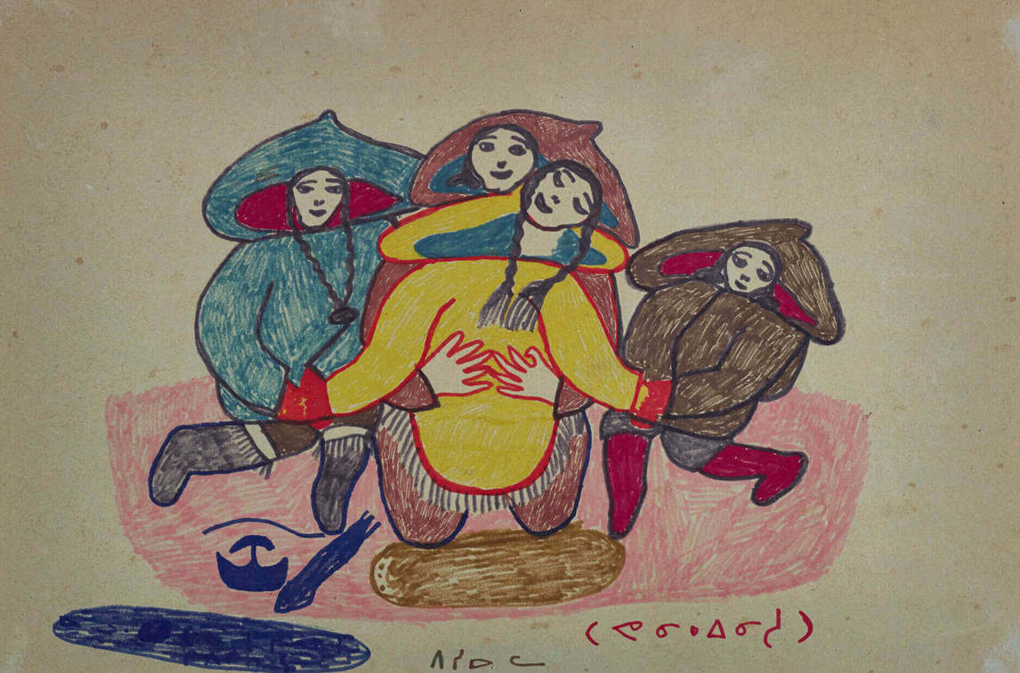 Art Canada Institute, Pitseolak Ashoona, drawing for print Memories of Childbirth, 1976