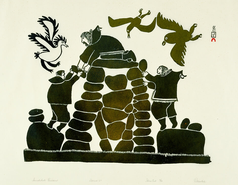 Pitseolak Ashoona, Bâtisseurs d’inukshuk, 1968