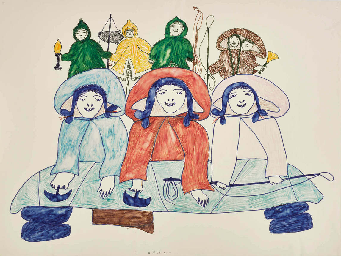 Art Canada Institute, Pitseolak Ashoona, drawing for print Summer Camp Scene, c. 1966–76