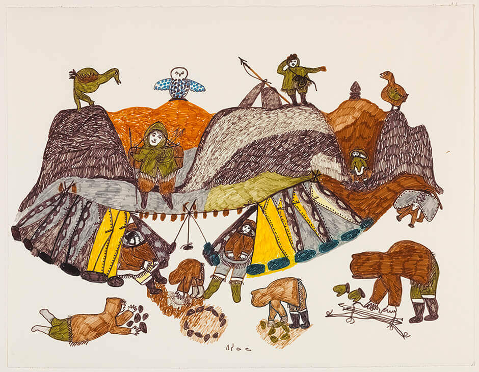 Pitseolak Ashoona, Summer Camp Scene, c. 1974