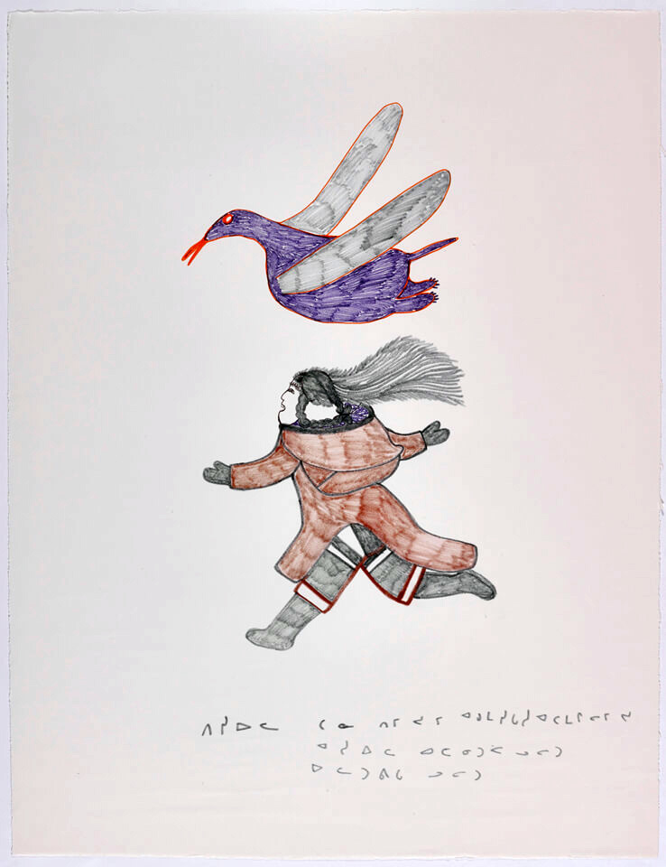 Art Canada Institute, Pitseolak Ashoona, Untitled (Bird Flying Overhead), c. 1966–67