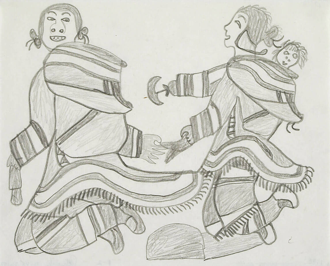 Art Canada Institute, Pitseolak Ashoona, Women Gutting Fish, c. 1960–65