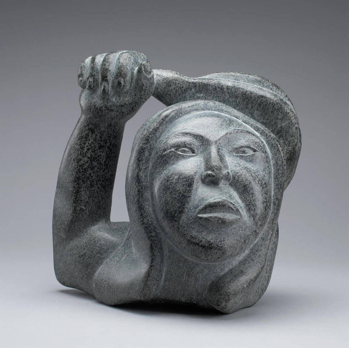 Art Canada Institute, Qaqaq Ashoona, Bust of a Woman Holding “Ajuktaut” Racquet, c. 1977, 
