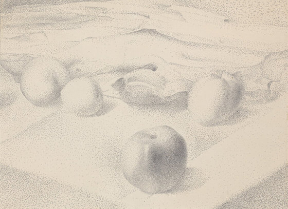 Four Apples on Tablecloth