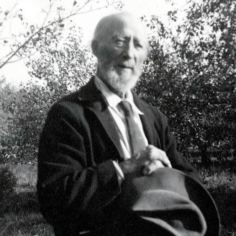 <p>Ozias Leduc at his home in Saint-Hilaire, 1954, photographer unknown, National Gallery of Canada, Library and Archives, Ottawa.</p>
<p> </p>
<p>Banner: Ozias Leduc, <em>The Choquette Farm, Beloeil </em>(<em>La ferme Choquette, Belœil</em>), 1901, oil on canvas, 61.2 x 91.6 cm, Musée national des beaux-arts du Québec, Quebec City.</p>
