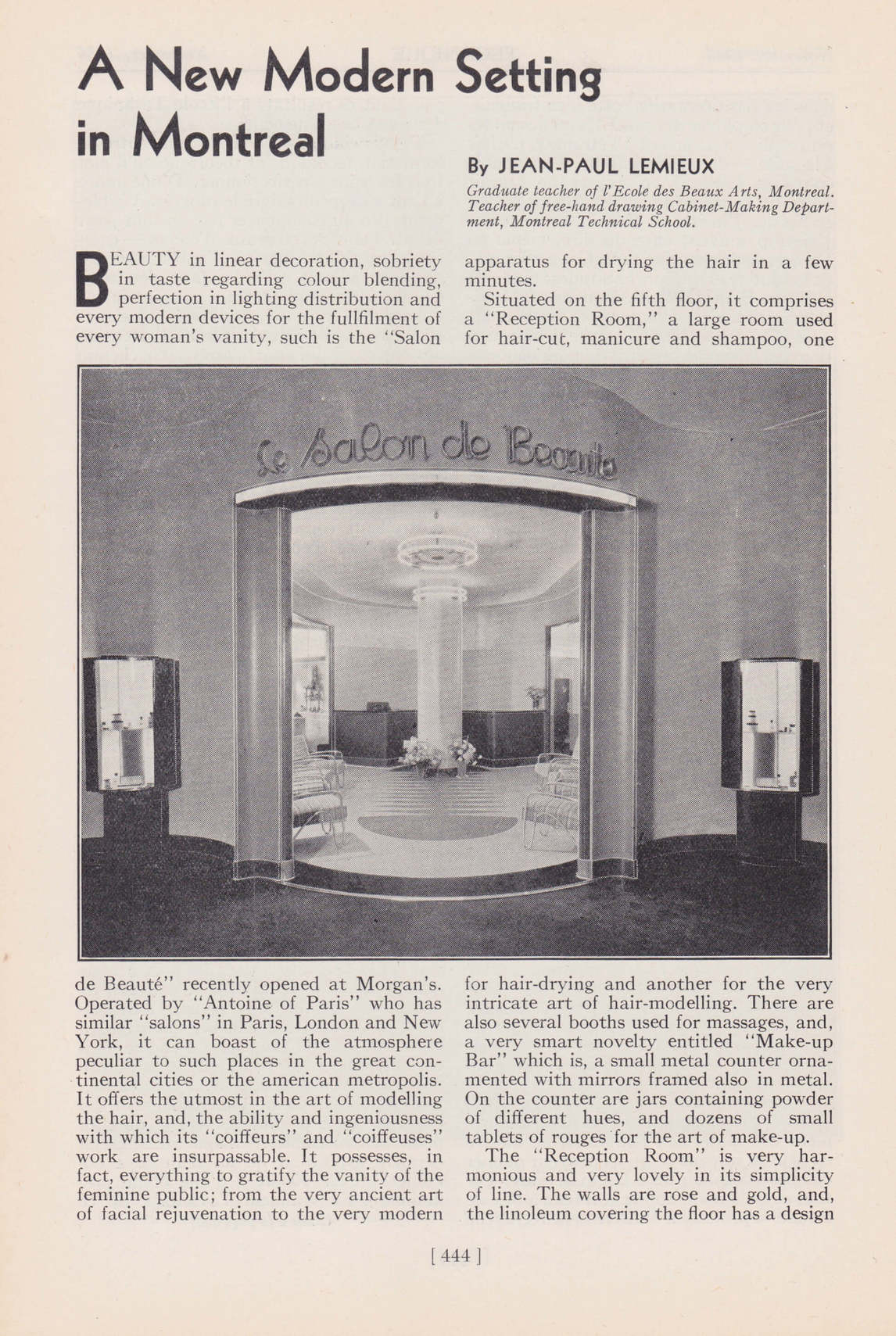 Art Canada Institute, photograph of “A New Modern Setting in Montreal” article by Jean Paul Lemieux, 1935