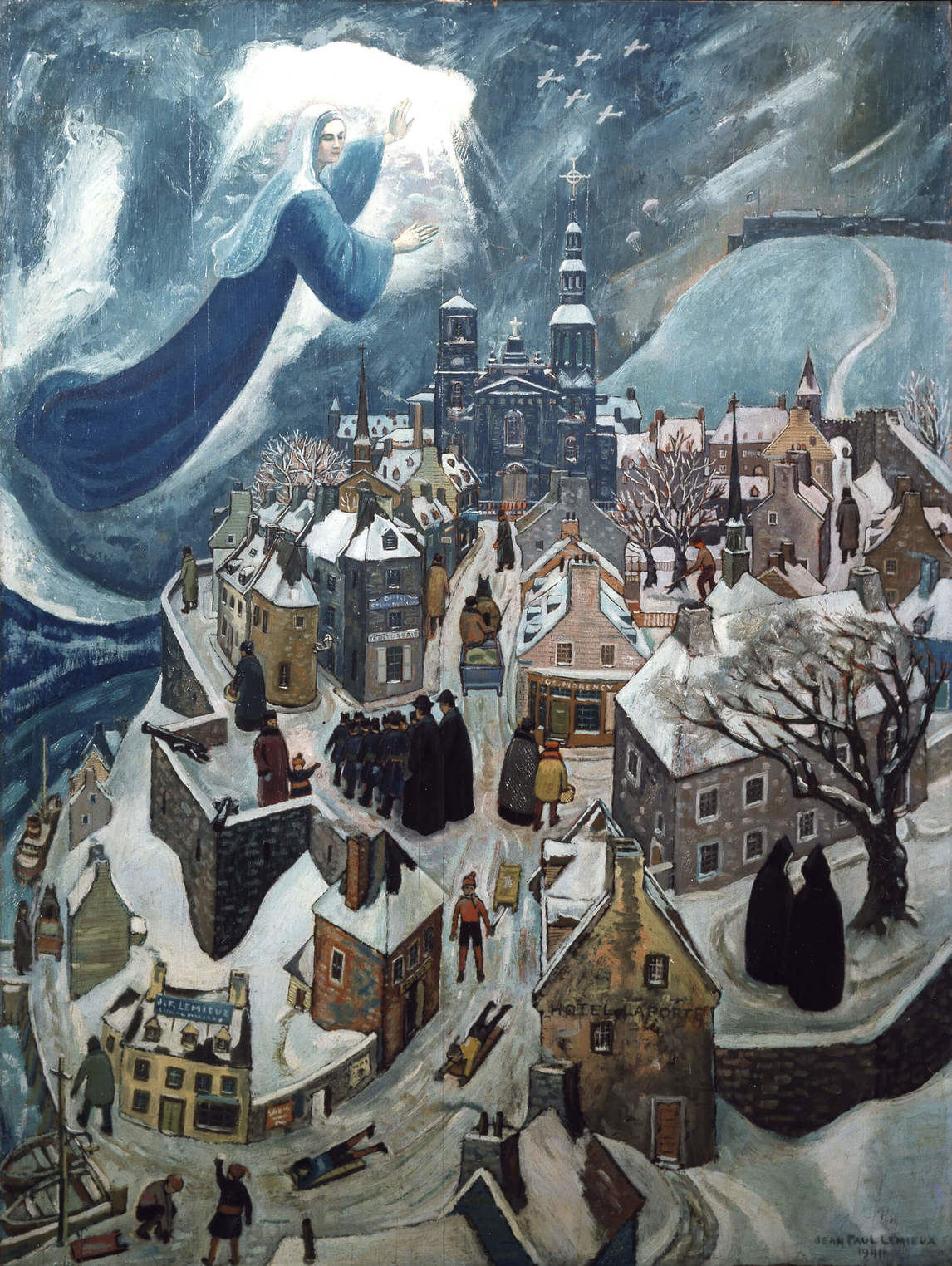 Art Canada Institute, Jean Paul Lemieux, Our Lady Protecting Quebec City (Notre Dame protégeant Québec), 1942