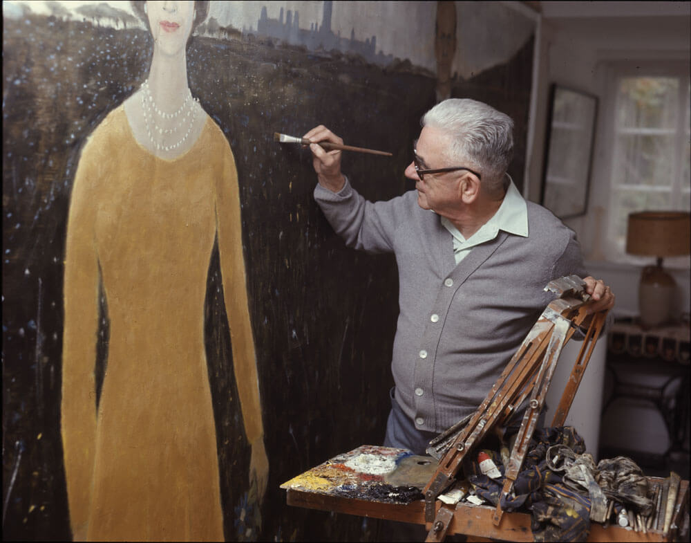 Art Canada Institute, Basil Zarov, photograph of Jean Paul Lemieux painting portrait of Queen Elizabeth, c. 1977