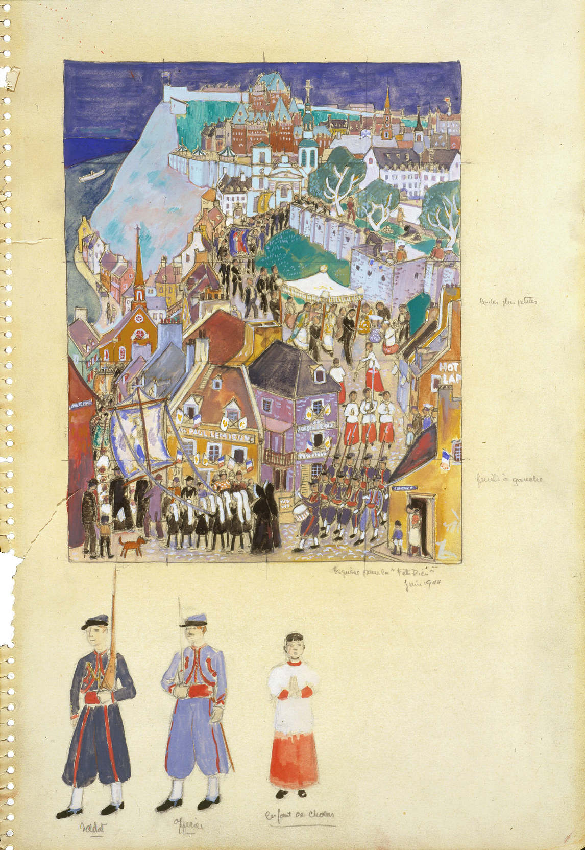 Art Canada Institute, Jean Paul Lemieux, Study for “Corpus Christi, Quebec City” (Étude pour “La Fête-Dieu à Québec”), c. 1944