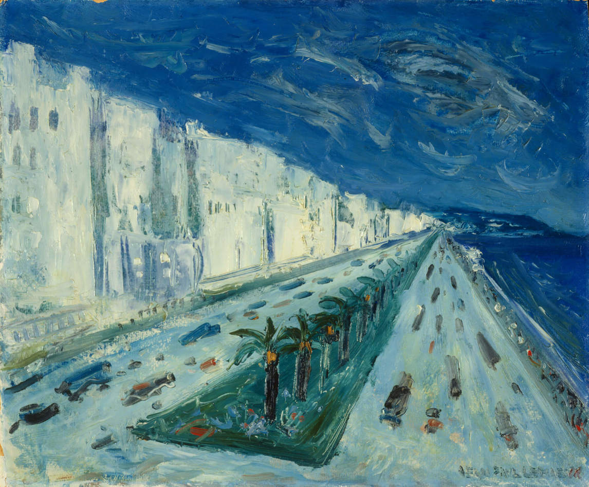 Art Canada Institute, Jean Paul Lemieux, The Promenade des Anglais in Nice (La promenade des Anglais à Nice), c. 1954–55