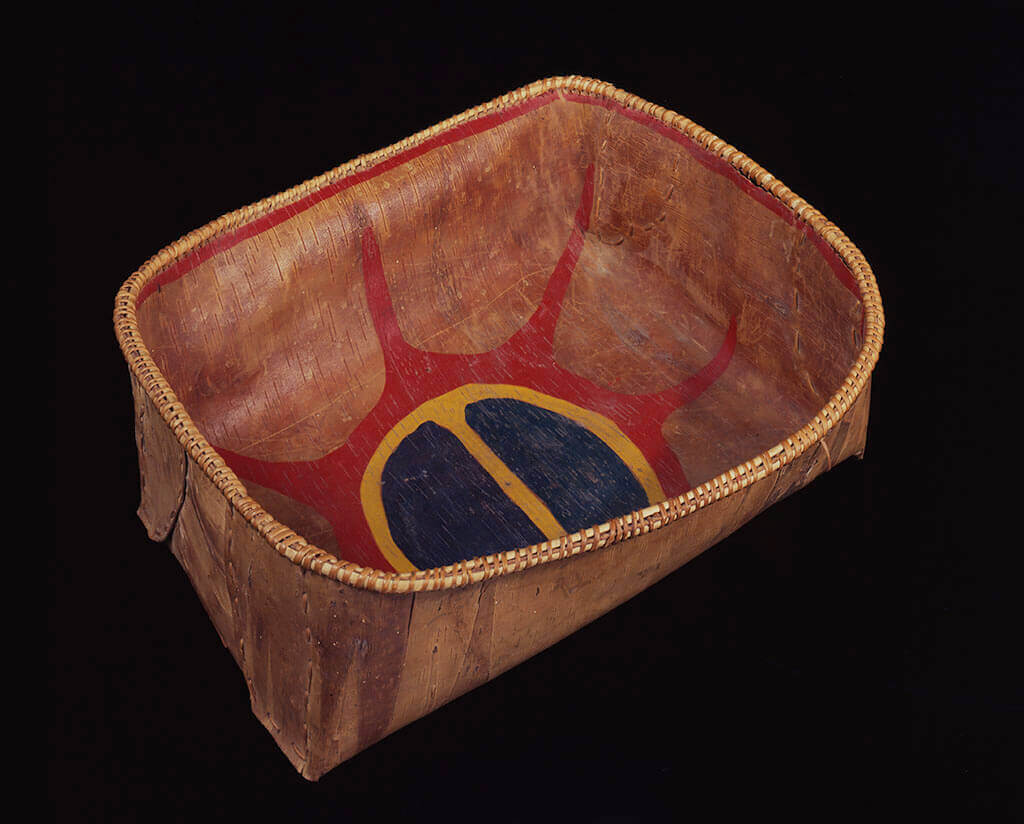 Art Canada Institute, Birchbark basket made by Patricia Kakegamic and painted by Norval Morrisseau