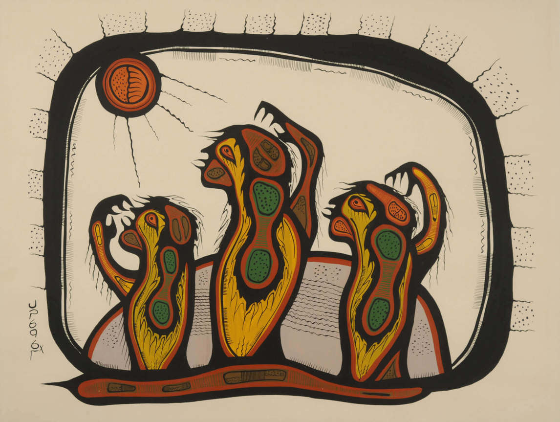Art Canada Institute, Norval Morrisseau, Honour the Sun, c. 1970s, by Joshim Kakegamic