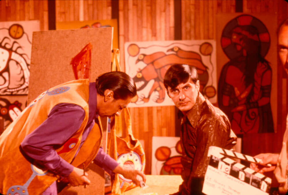 Art Institute Canada,  Film still of Norval Morrisseau and Jack Pollock from the National Film Board documentary The Paradox of Norval Morrisseau, 1974 