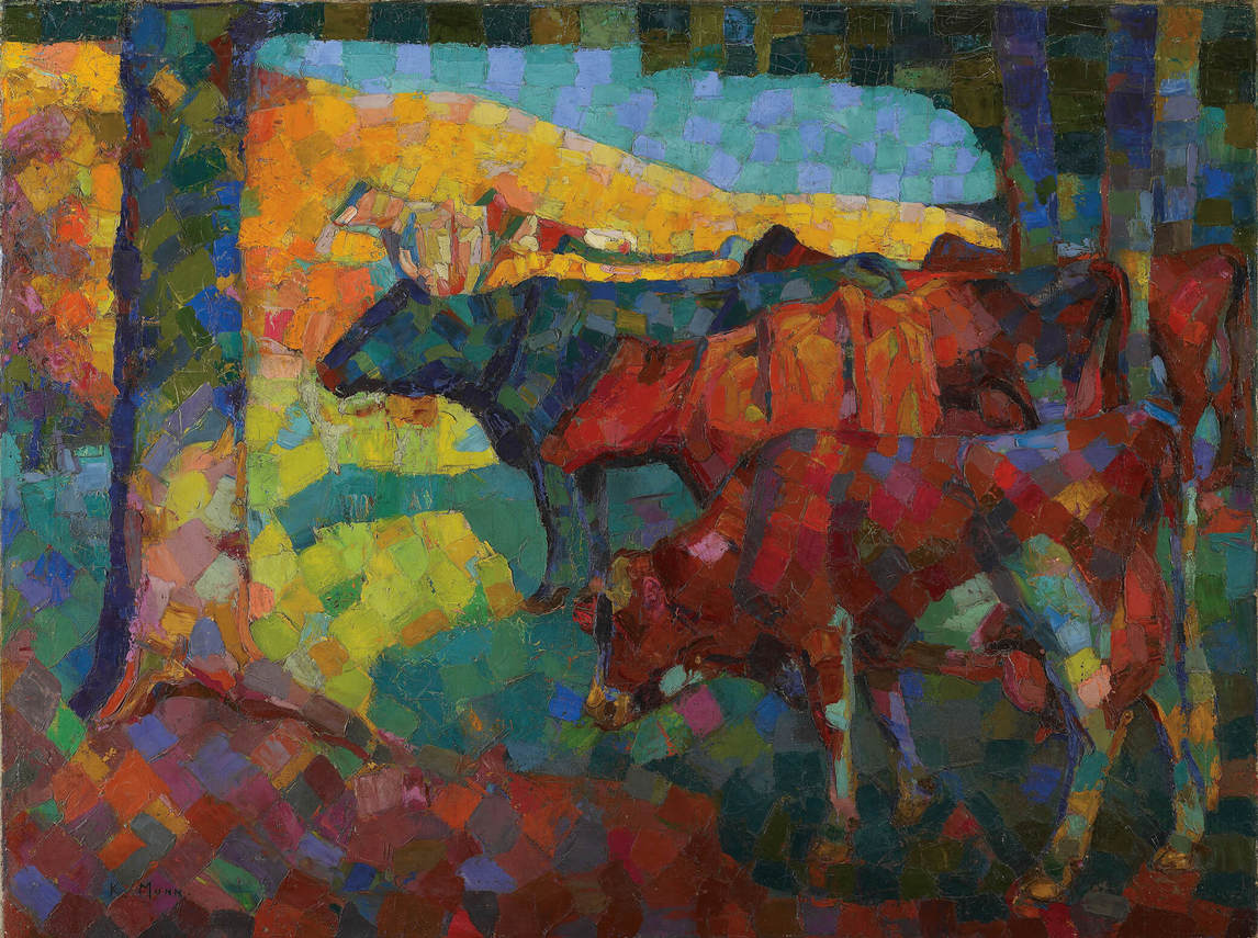 Art Canada Institute, Kathleen Munn, Untitled (Cows on a Hillside), c. 1916