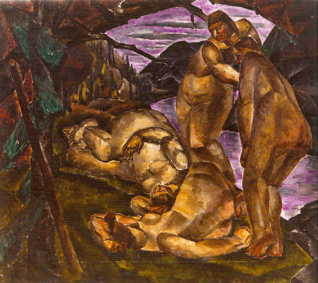 Kathleen Munn, Sans titre (Quatre figures dans les bois), v. 1928-1930