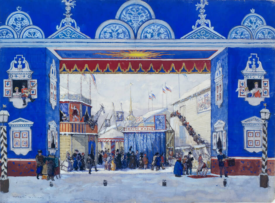 Art Canada Institute, Paraskeva Clark, Alexandre Nikolayevich Benois, Draft Set Design for Tableau I of Petroushka: “Admiralty Square, 1830. A Sunny Morning in Winter,” 1911