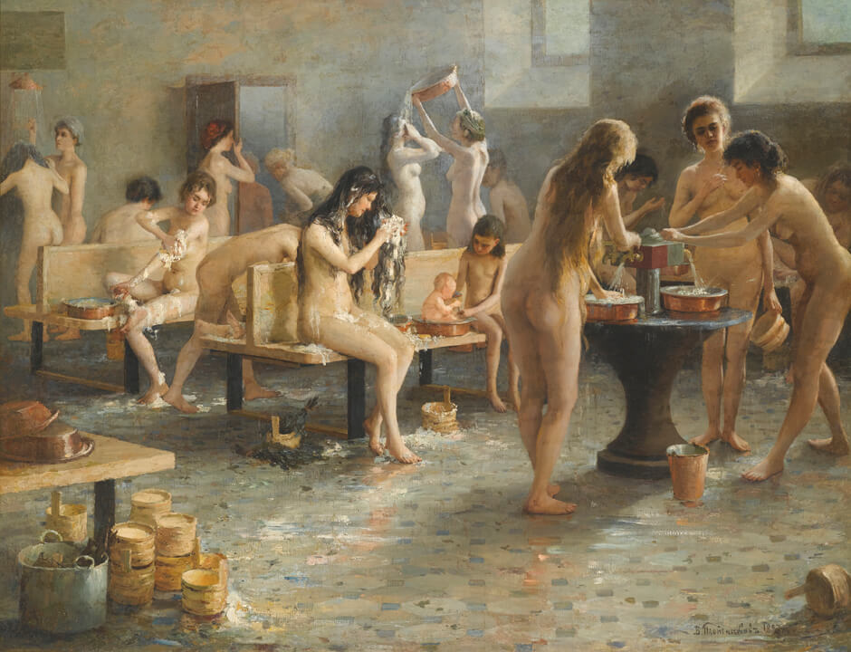 Vladimir Plotnikov, In the Bath House, 1897, oil on canvas, 115.5 x 148 cm,...