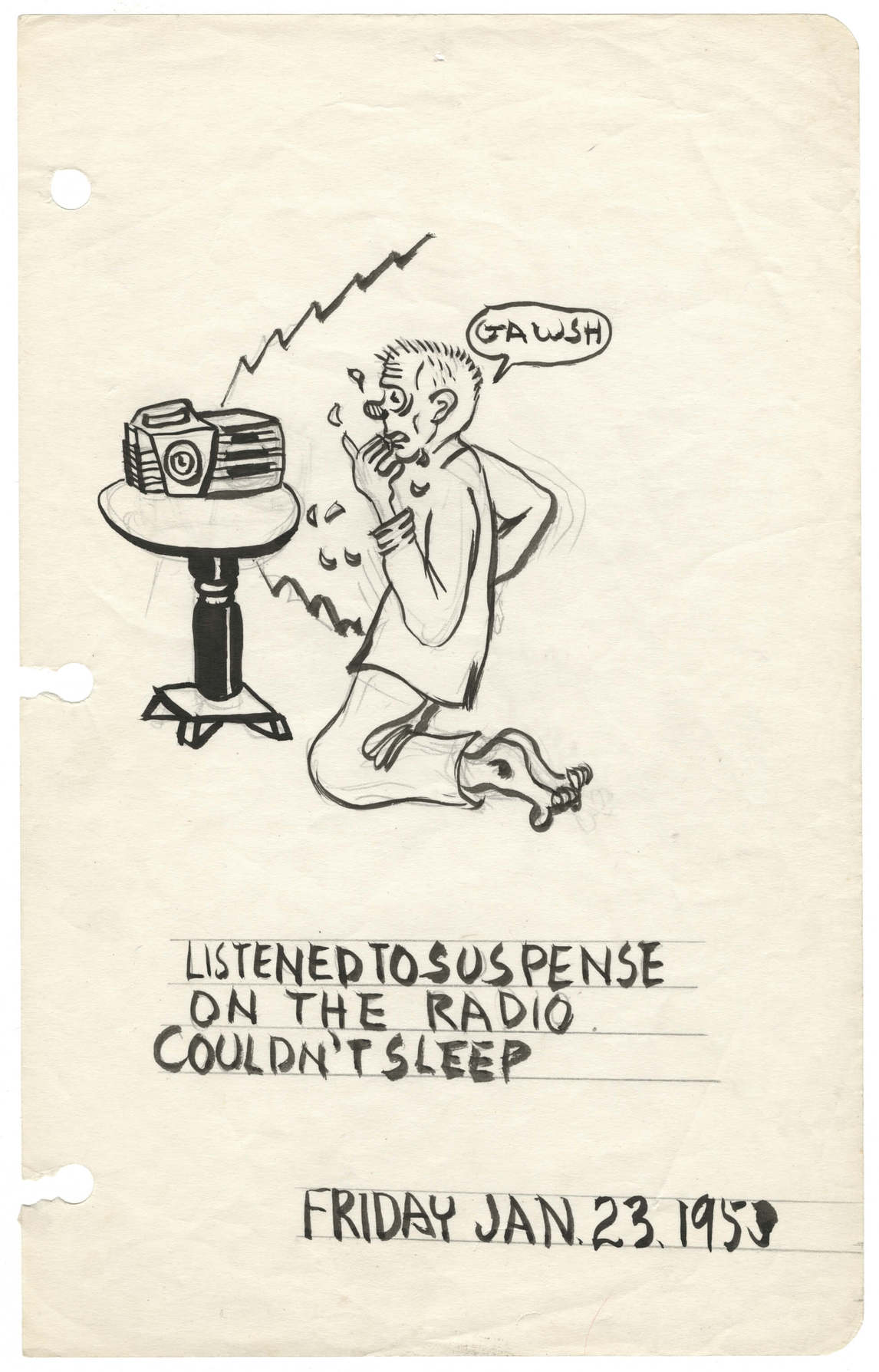 Art Canada Institute, Greg Curnoe, A page from Curnoe’s 1953 diary showing an early interest in radio