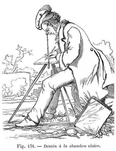 Art Canada Institute, Paul Kane, An illustration of an artist using a camera lucida, from the Dictionnaire encyclopédique et biographique de l'industrie et des arts industriels, 1882