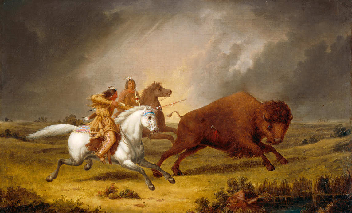 Art Canada Institute, Paul Kane, Assiniboine Hunting Buffalo, c. 1851–56