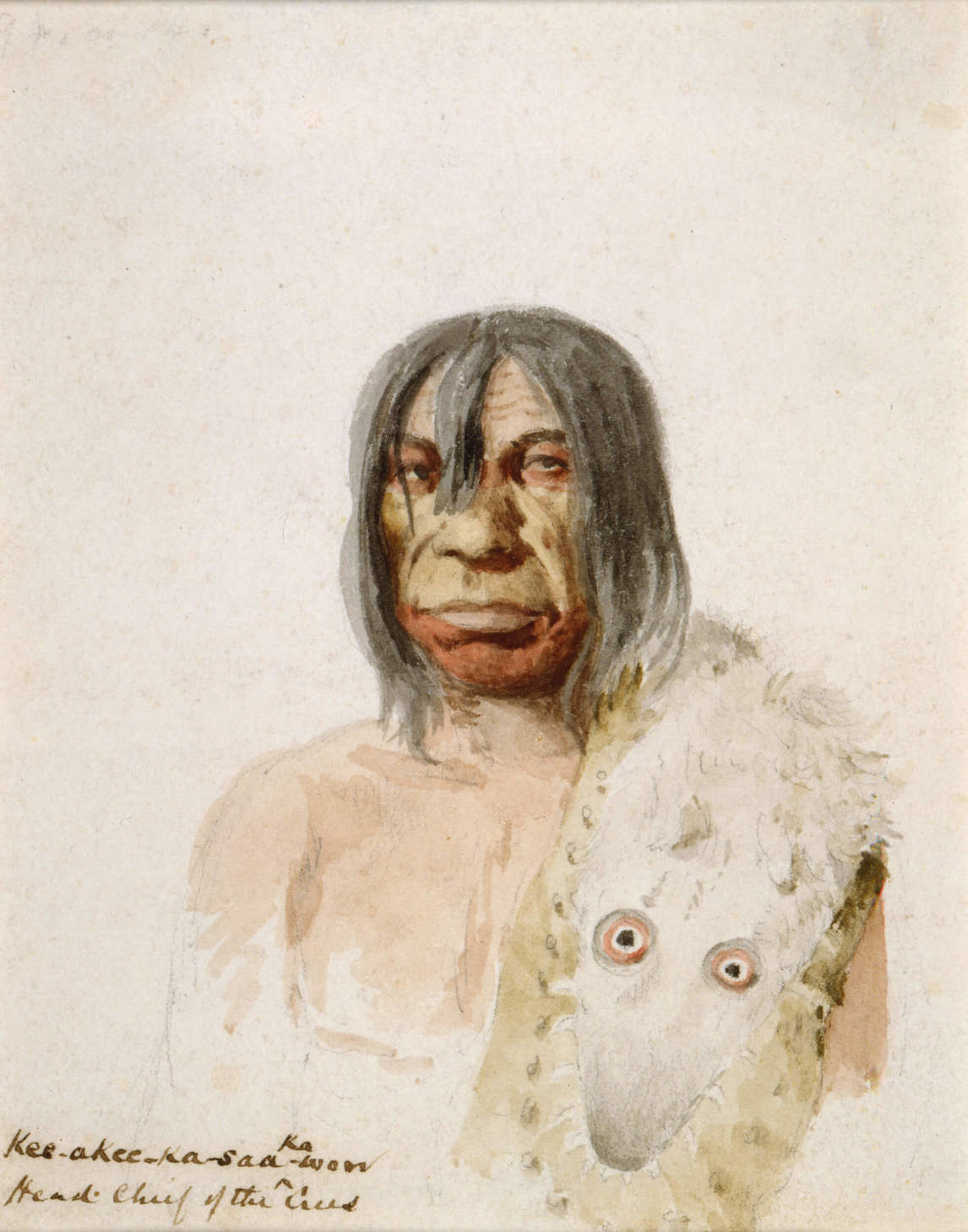 Art Canada Institute, Paul Kane, Kee-akee-ka-saa-ka-wow, “The Man That Gives the War Whoop,” Plains Cree, Fort Pitt, 1846