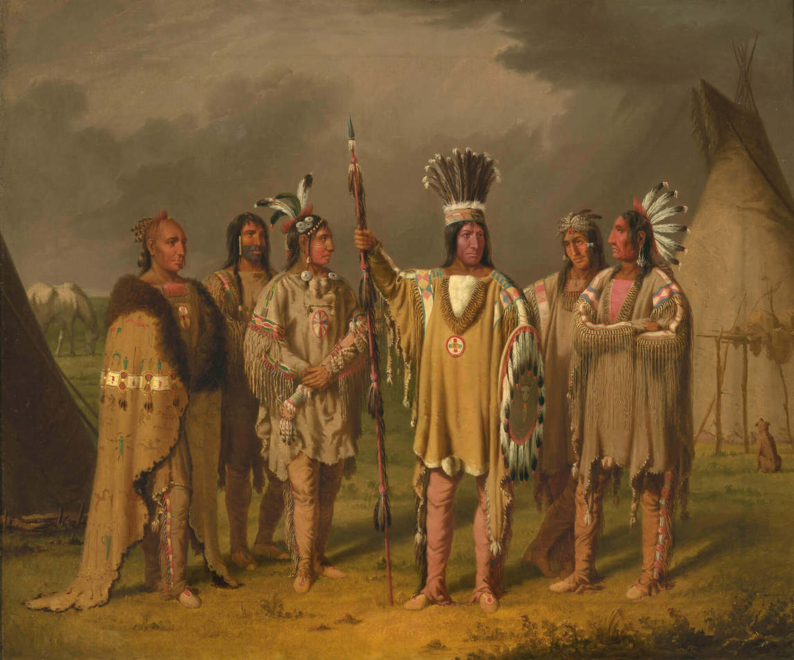 Art Canada Institute, Paul Kane, Six Black Feet Chiefs, Blackfoot, c. 1849–55