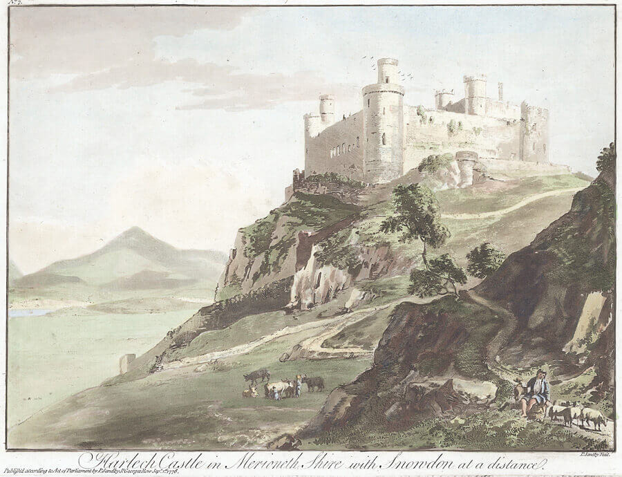 Art Canada Institute, Paul Kane, Harlech Castle in Merioneth Shire with Snowdon at a Distance, by Paul Sandby, 1776