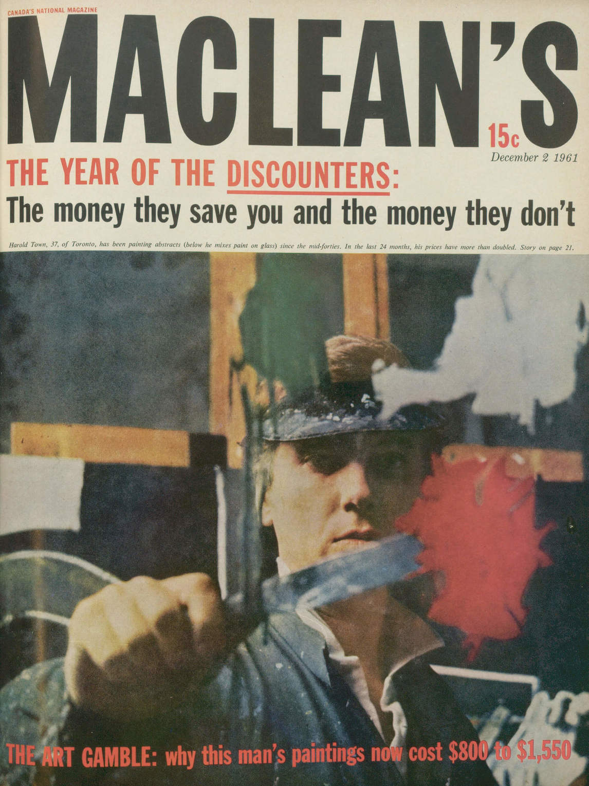 Art Canada Institute, Harold Town on the cover of Maclean’s magazine, December 1961
