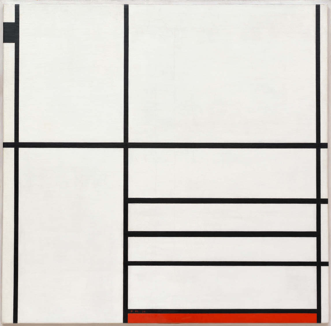 Art Canada Institute, Composition en blanc, noir et rouge, 1936, by Piet Mondrian