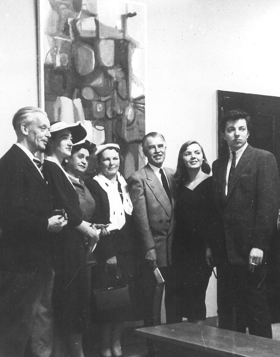 Art Canada Institute, Jock Macdonald, Jock Macdonald and others at the opening of the 20th Annual Exhibition of American Abstract Artists, with Painters Eleven of Canada, Riverside Museum, New York, 1956