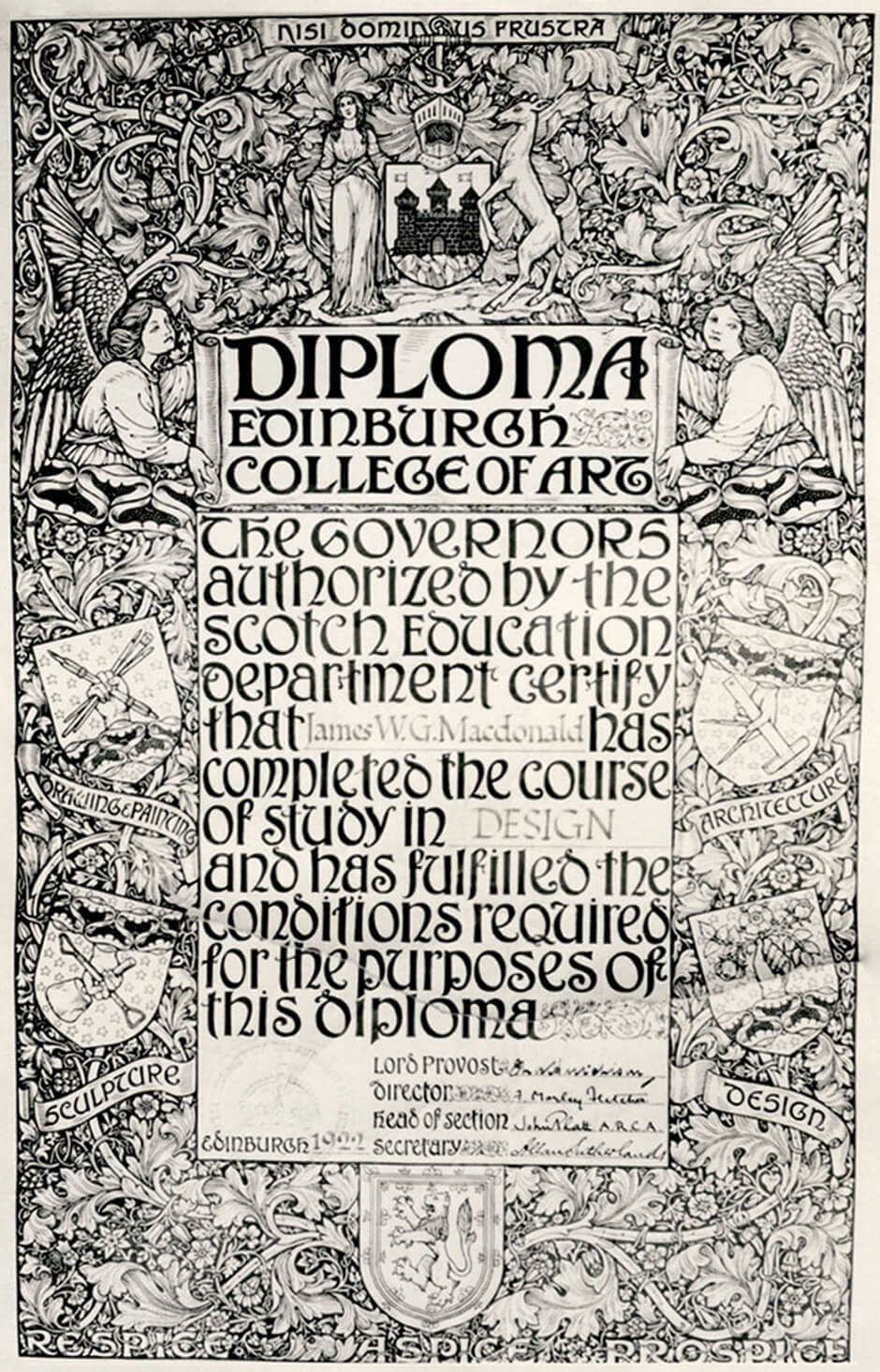 Art Canada Institute, Jock Macdonald, Macdonald's diploma from Edinburgh College of Art, 1922