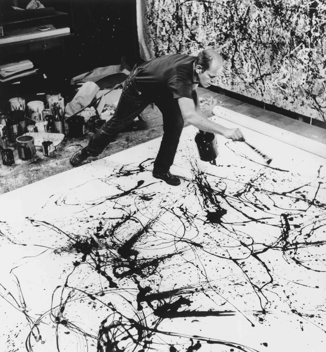 Art Canada Institute, Jackson Pollock working on his painting Autumn Rhythm, 1951