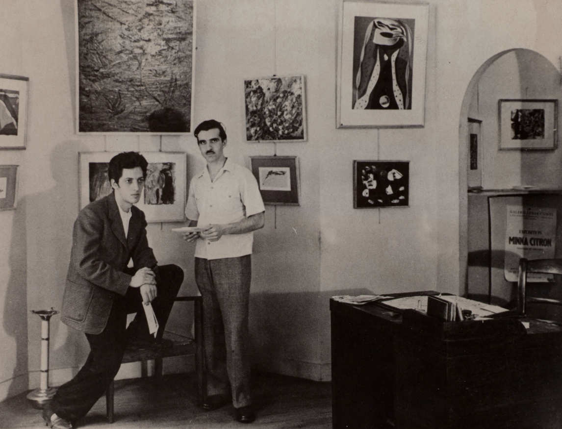 Art Canada Institute, Jean-Paul Riopelle and Fernand Leduc at the exhibition Automatisme in Paris, 1947