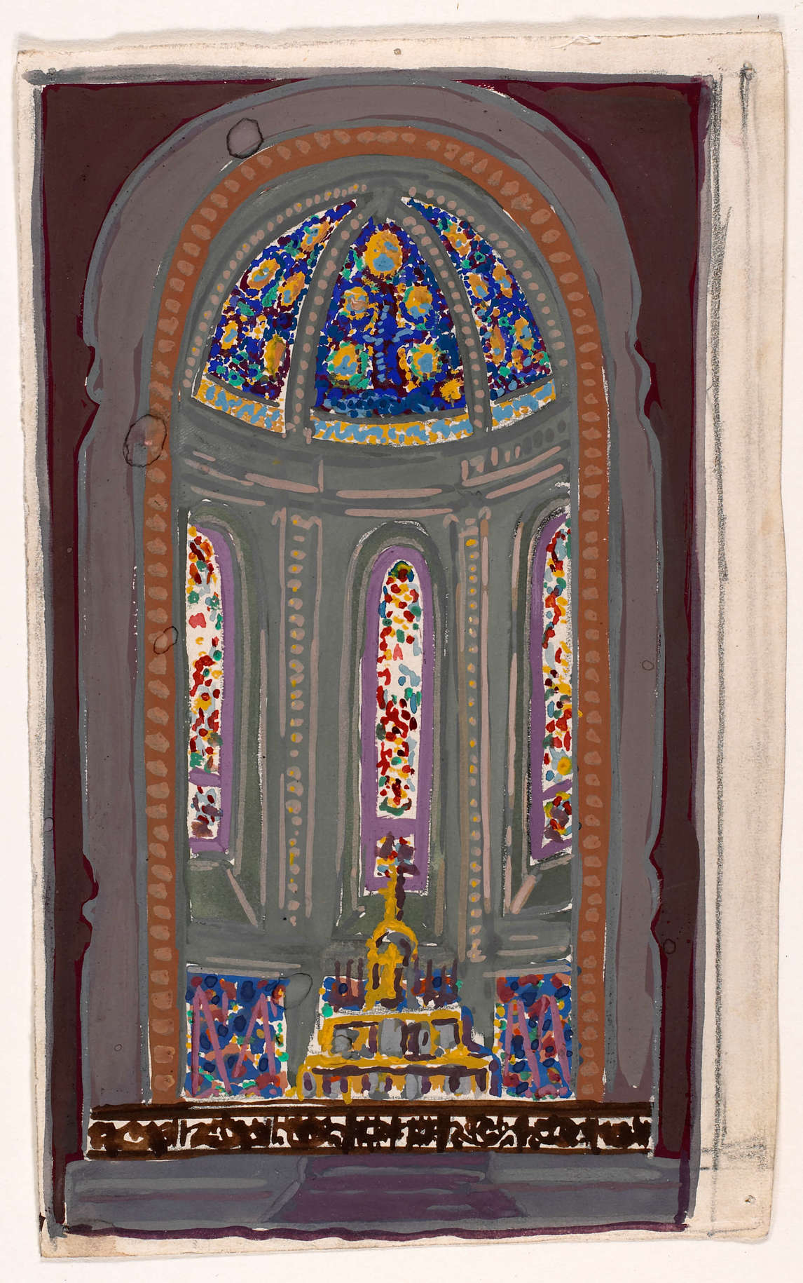 Art Canada Institute, Paul-Émile Borduas, Decorative Project for the Chapel of a Château, No. 1: Study for Chapel, 1927
