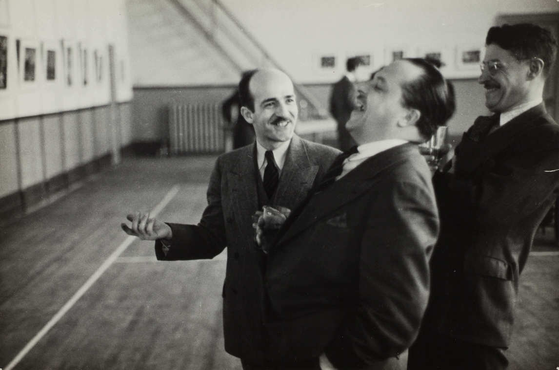 Borduas explaining Study for Torso or No. 14, 1942, to Henri Girard and Charles Doyon in April–May 1942