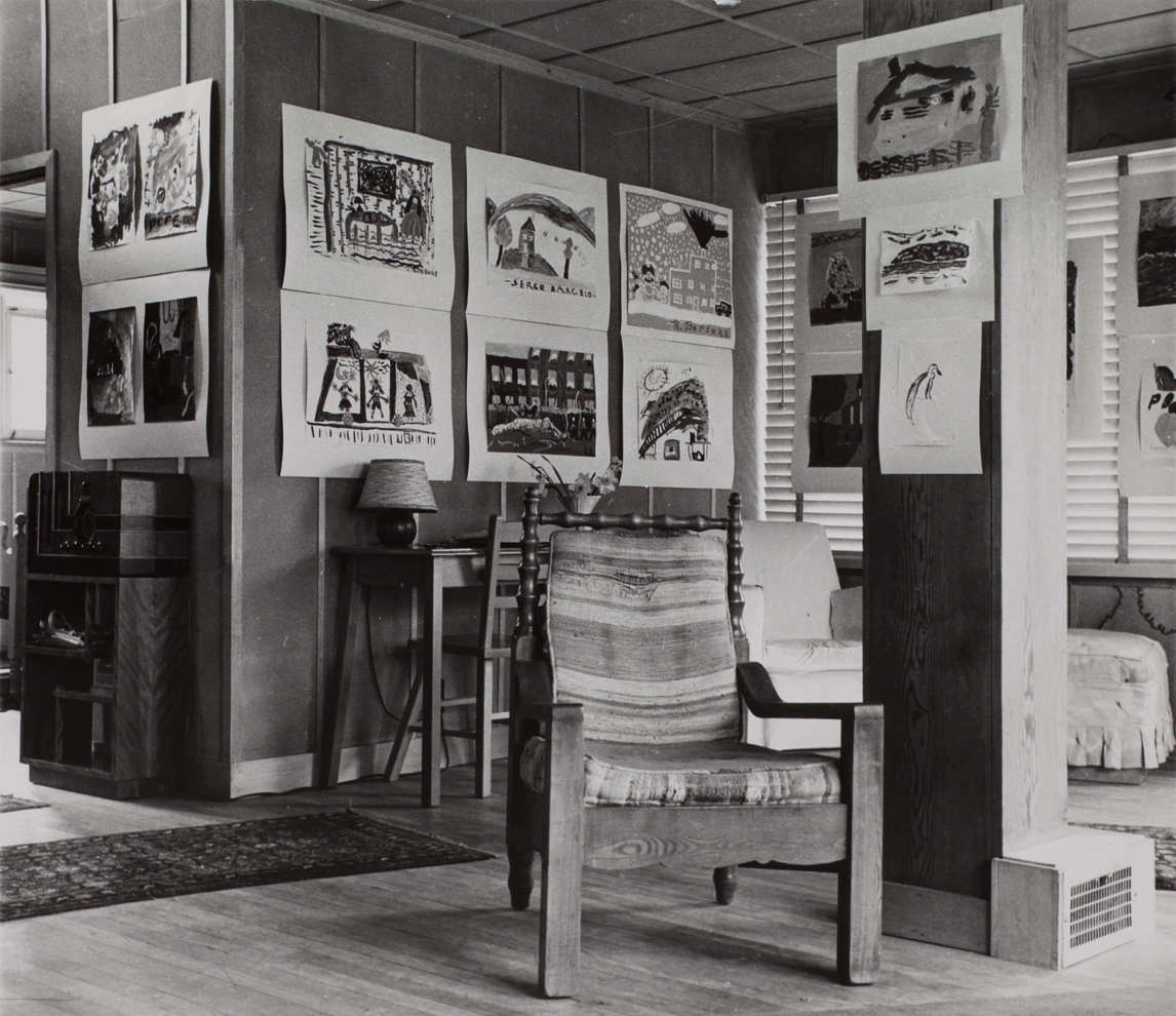 Art Canada Institute, the interior of Borduas’s home, showing artwork by his young pupils