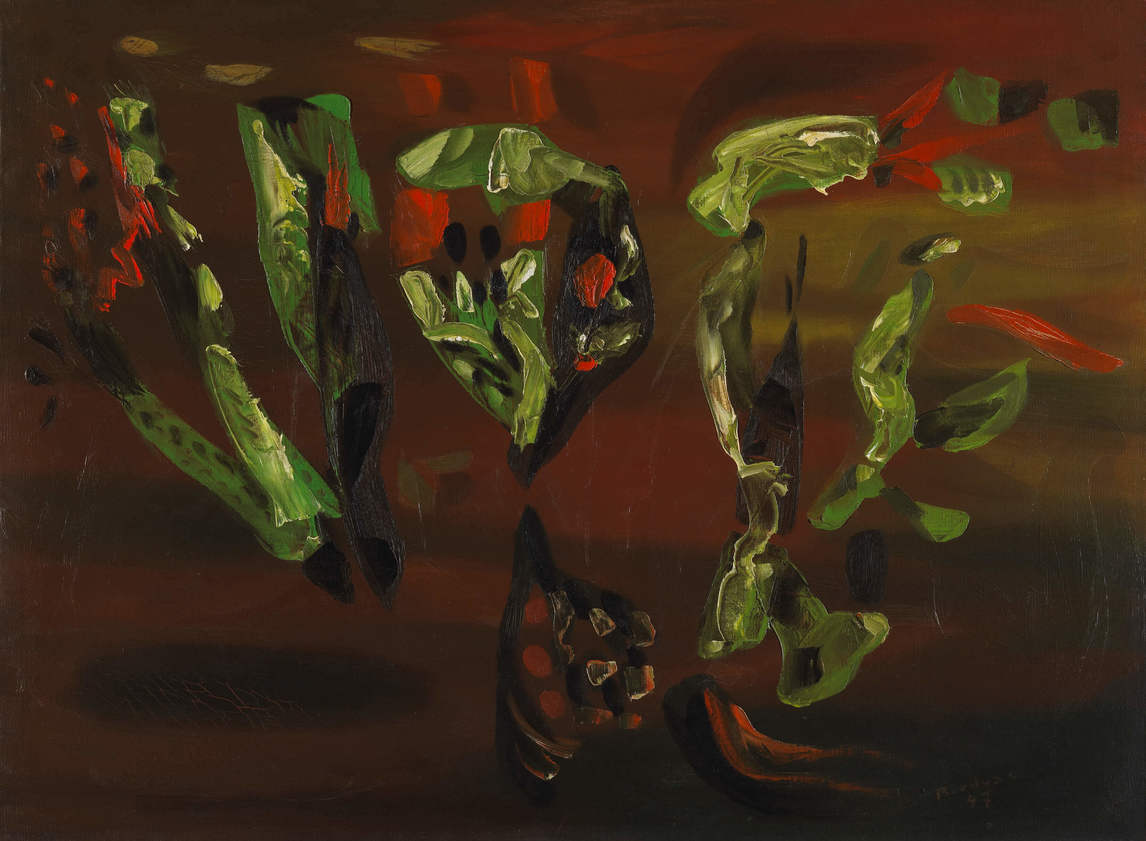 Art Canada Institute, Paul-Émile Borduas, Nature’s Parachutes or 19.47 (Parachutes végétaux ou 19.47), 1947