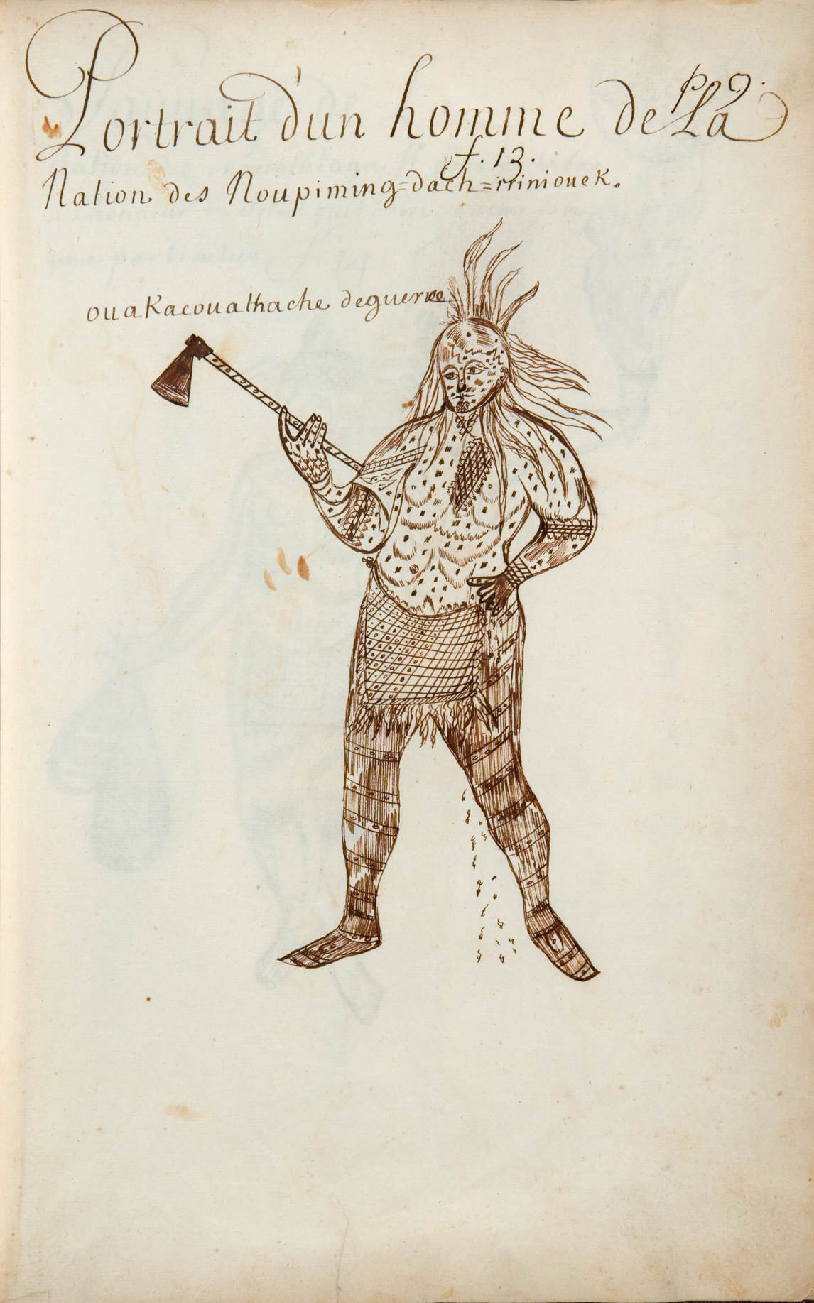 Art Canada Institute, Louis Nicolas, Portrait of a Man of the Nation of the Noupiming-dach-iriniouek (Portrait d’un homme de La Nation des Noupiming = dach = iriniouek), Codex Canadensis
