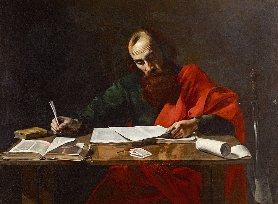Art Canada Institute, Louis Nicolas, Valentin de Boulogne, Saint Paul Writing His Epistles (Saint Paul écrit ses épîtres), c. 1616–20