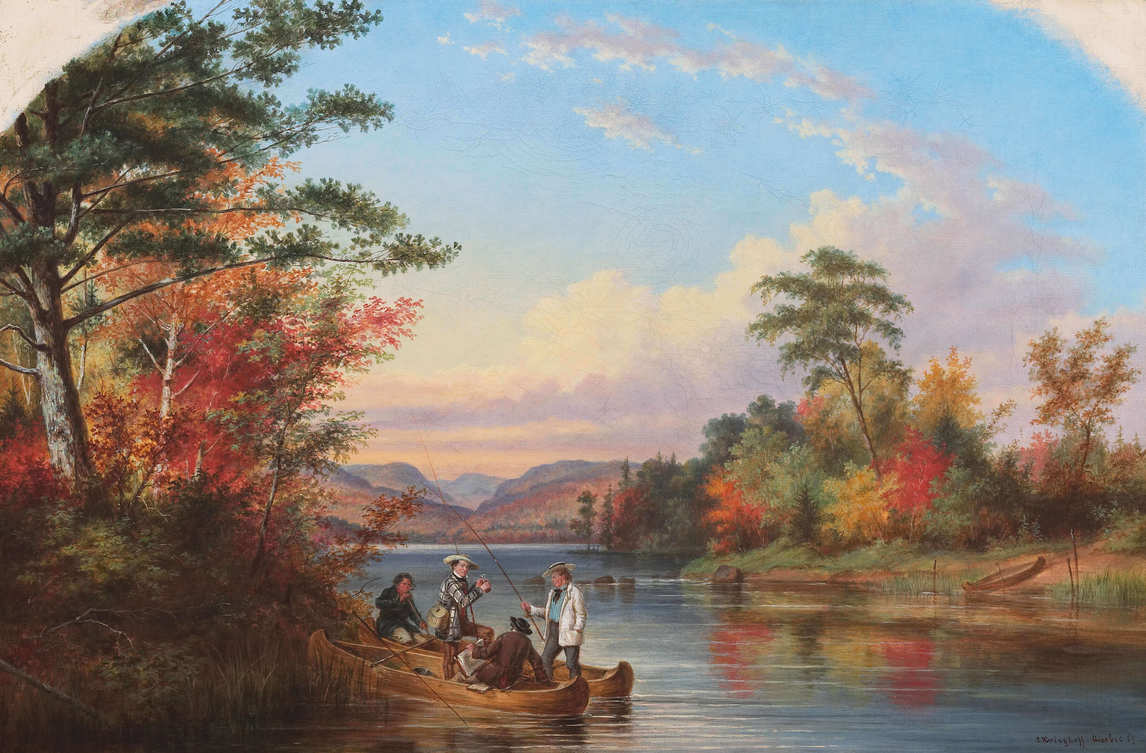 Art Canada Institute, Zacharie Vincent, The Narrows on Lake St. Charles, 1859, by Cornelius Krieghoff.