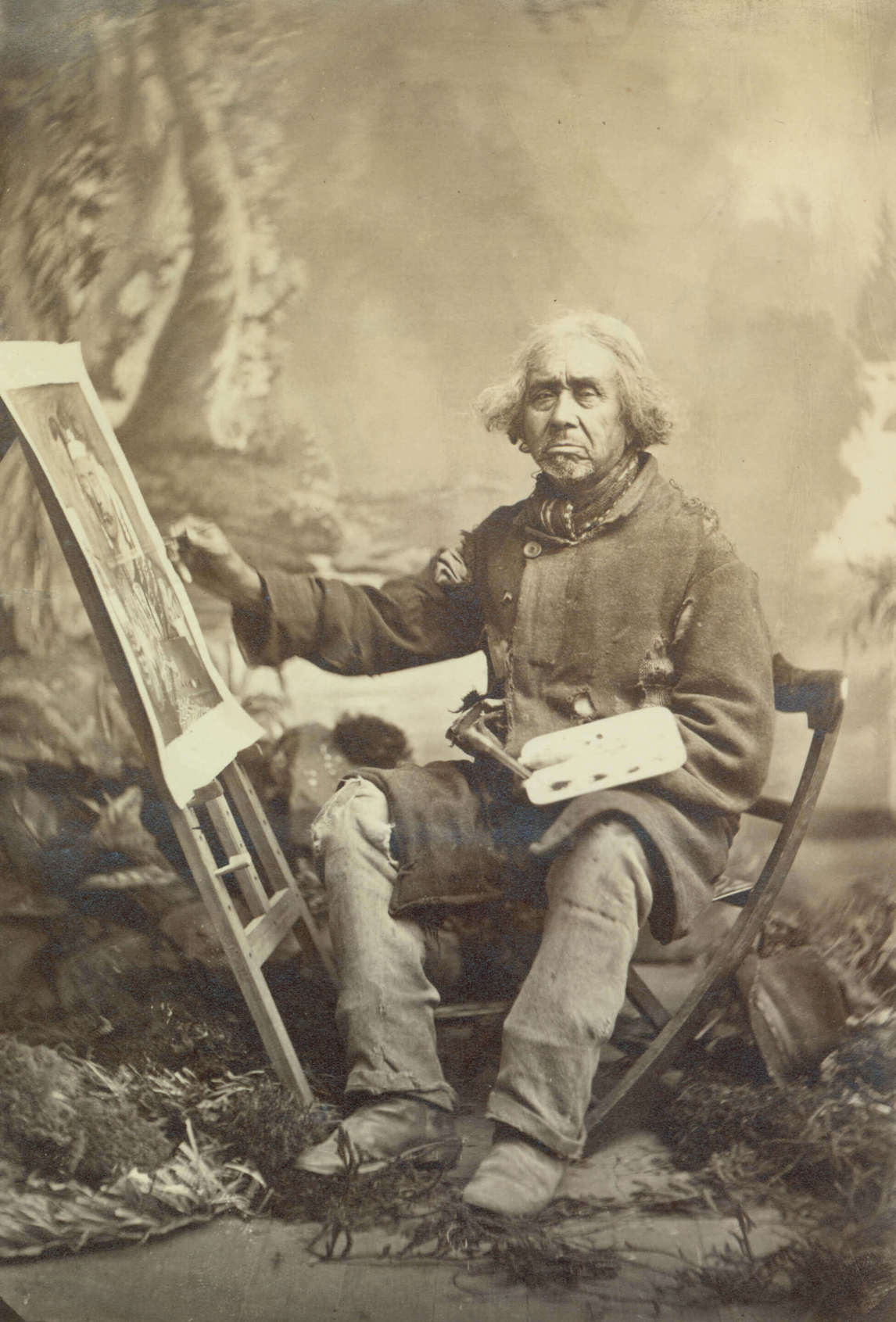 Art Canada Institute, Zacharie Vincent, Vincent seated at his easel, at work on a self-portrait, c. 1875–78