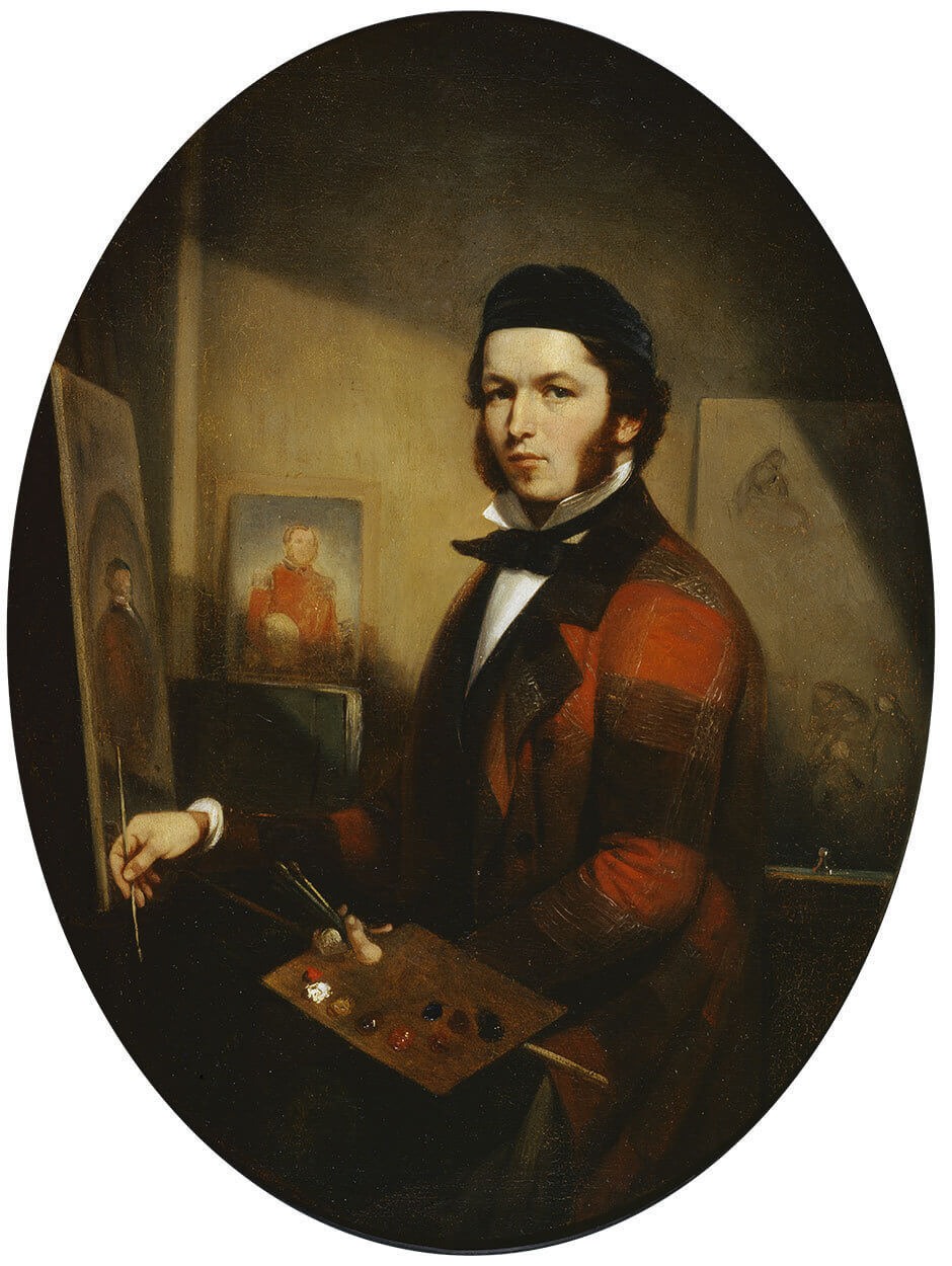Art Canada Institute, Zacharie Vincent, Self-Portrait in the Studio, c. 1849–50, by Théophile Hamel.