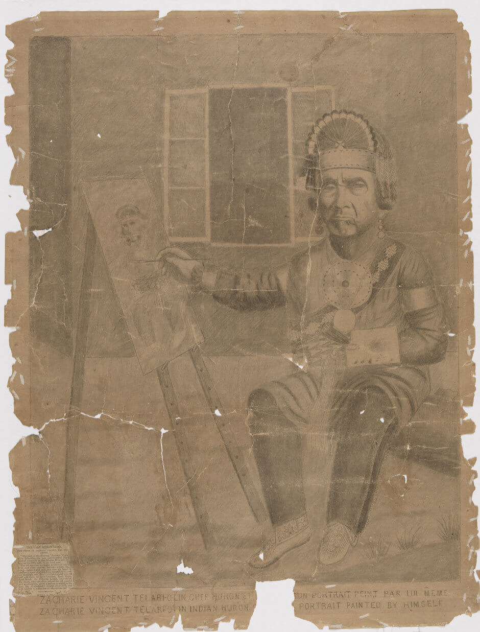 Zacharie Vincent, Huron Chief Zacharie Vincent Telariolin Painting a Self-Portrait, c. 1875
