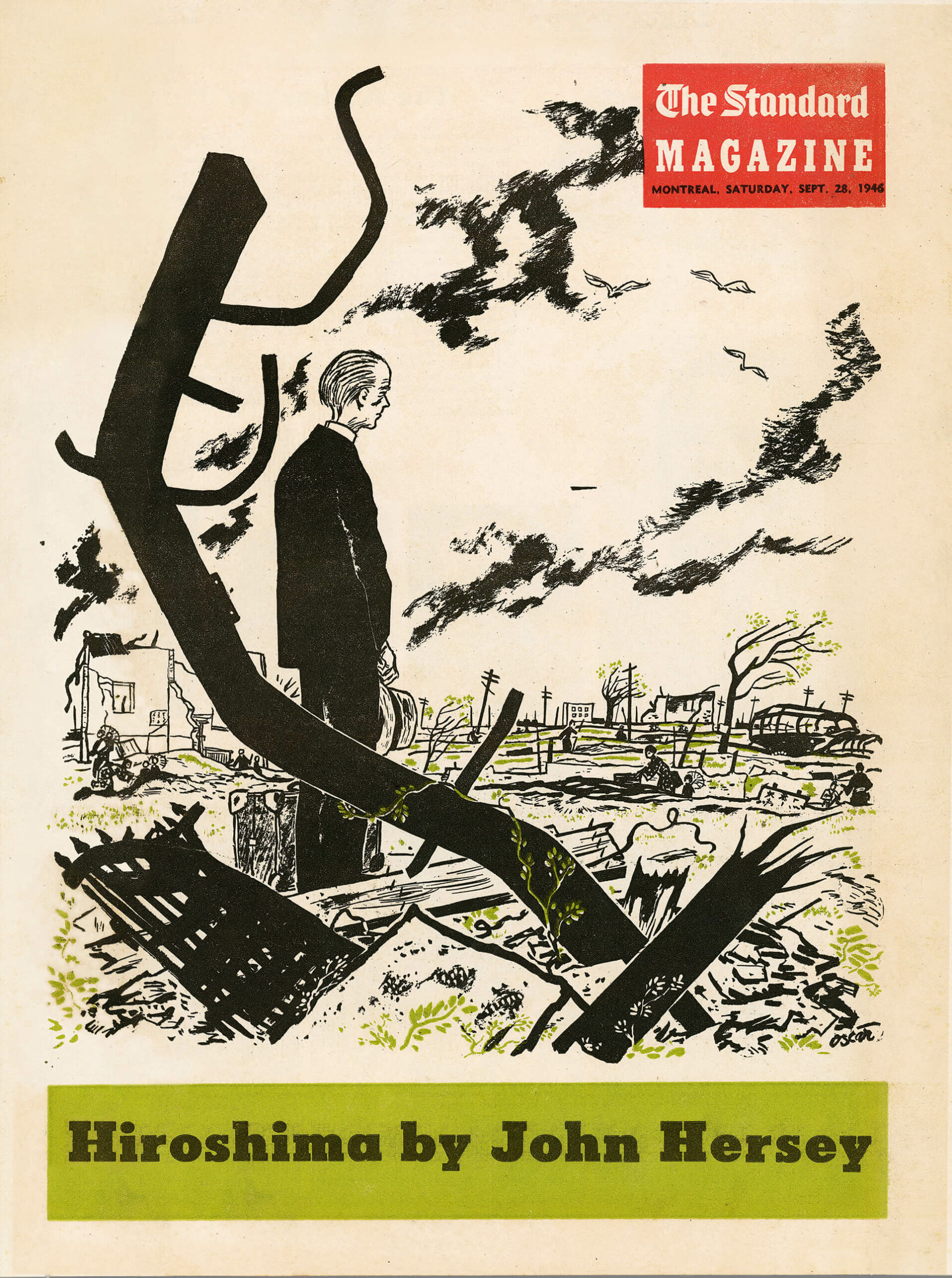 Oscar Cahén, illustration de couverture pour Hiroshima, 1946